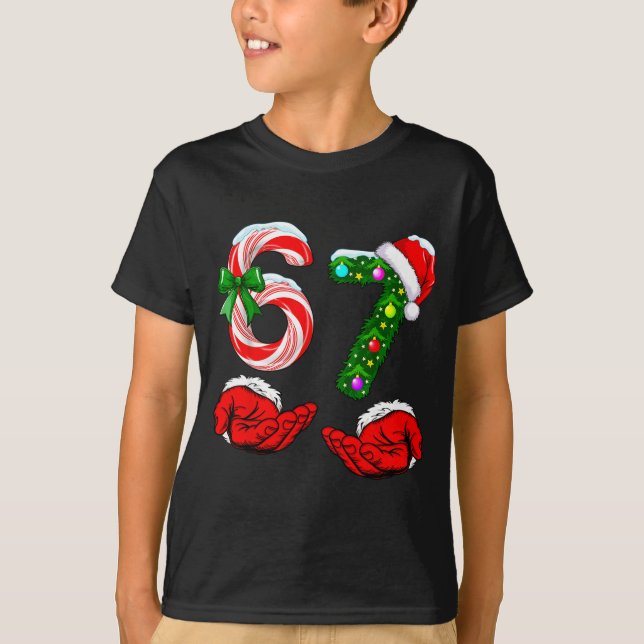 Funny 67 Christmas 6 7 Meme Pajamas Holiday Gen Al T-Shirt (Front)