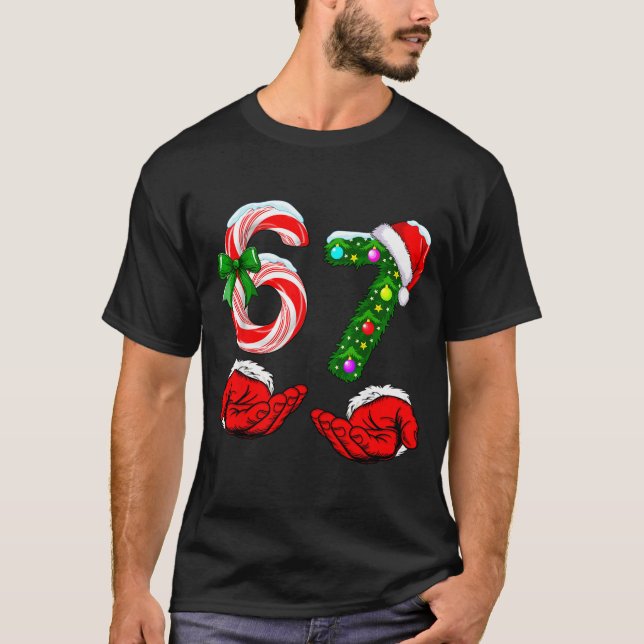 Funny 67 Christmas 6 7 Meme Pajamas Holiday Gen Al T-Shirt (Front)