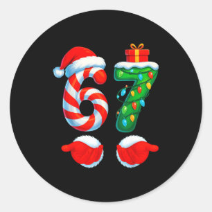 Funny 67 Christmas 6 7 Six Seven Meme Kids Men Boy Classic Round Sticker