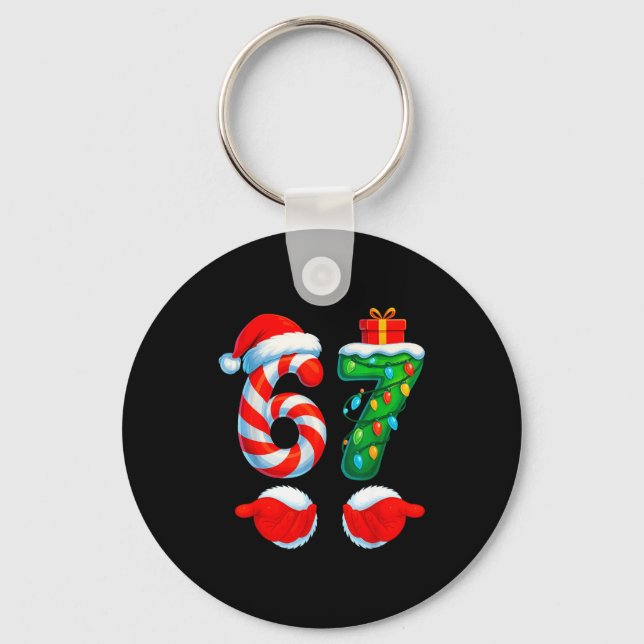 Funny 67 Christmas 6 7 Six Seven Meme Kids Men Boy Keychain (Front)