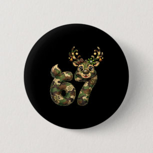 Funny 67 Christmas Holiday Camo Hunting Reindeer D 2 Inch Round Button
