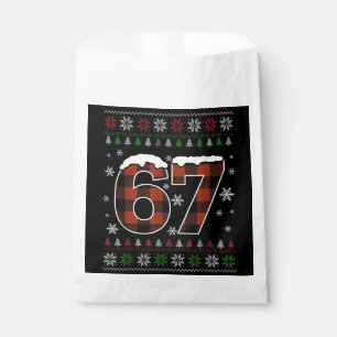 Funny “67” Christmas Meme – Red & Green Plaid Favour Bag