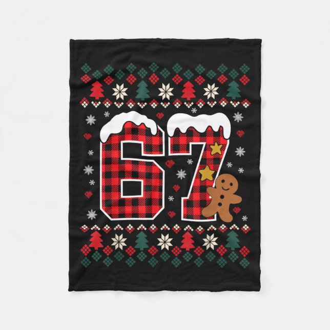 Funny 67 Christmas Pajamas Shirt Six Seven Meme Br Fleece Blanket (Front)