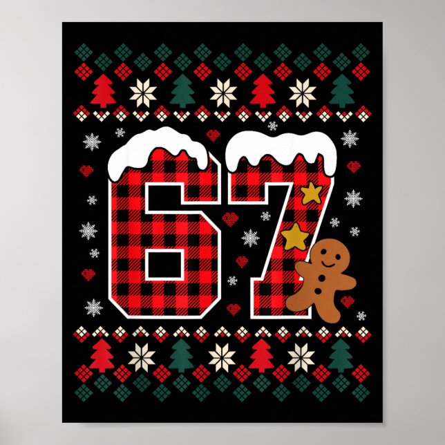 Funny 67 Christmas Pajamas Shirt Six Seven Meme Br Poster (Front)