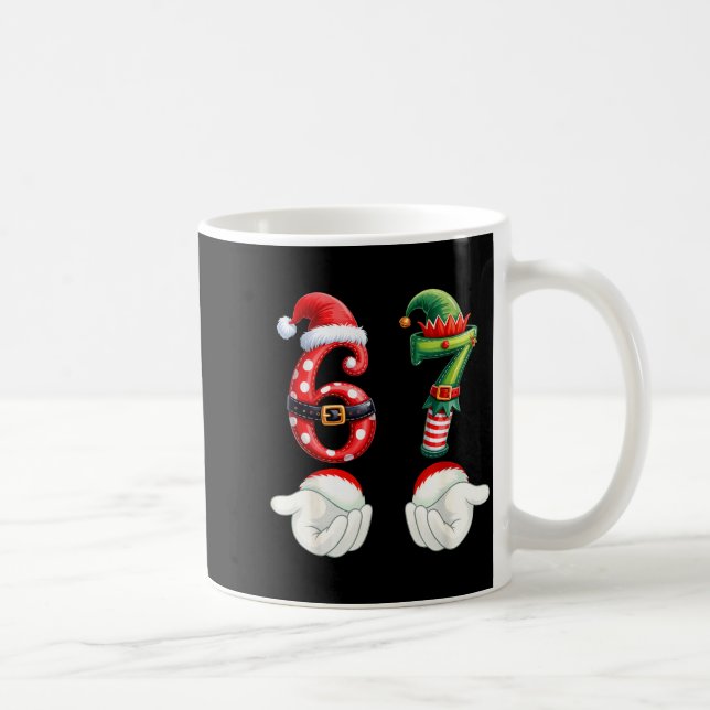 Funny 67 Christmas Pajamas Six Seven Meme 6 7 Elf  Coffee Mug (Right)