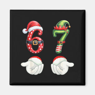 Funny 67 Christmas Pajamas Six Seven Meme 6 7 Elf  Magnet