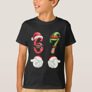 Funny 67 Christmas Pajamas Six Seven Meme 6 7 Elf  T-Shirt