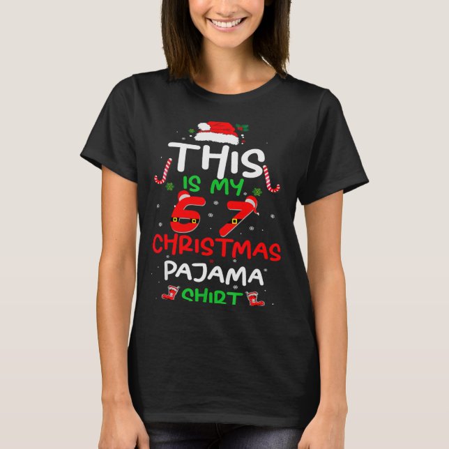Funny 67 Christmas Pyjamas Shirt Six Seven Meme Br (Front)