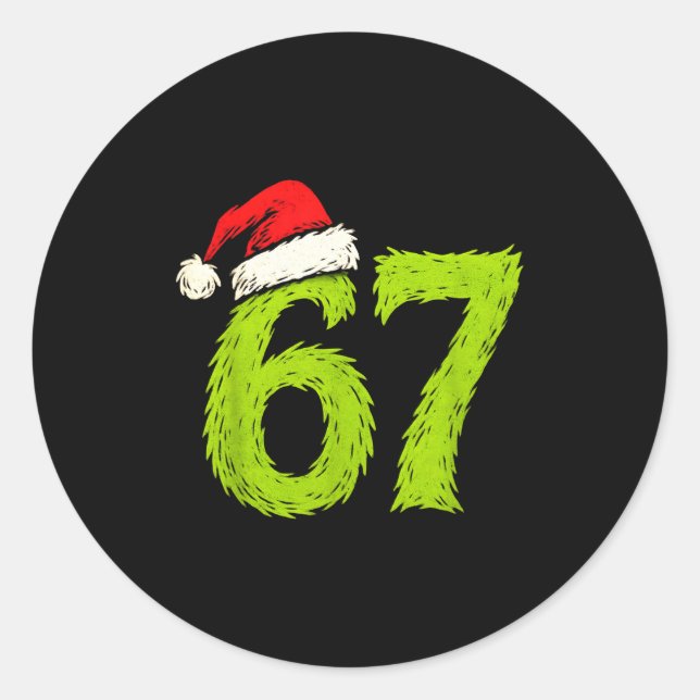 Funny 67 Christmas Six Seven Meme 6 7 Teens Boys G Classic Round Sticker (Front)