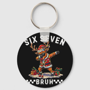 Funny 67 Christmas Six Seven Meme Dabbing Reindeer Keychain