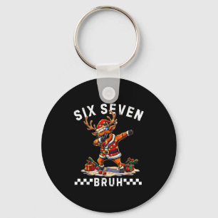 Funny 67 Christmas Six Seven Meme Dabbing Reindeer Keychain