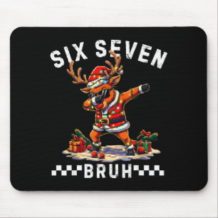 Funny 67 Christmas Six Seven Meme Dabbing Reindeer Mouse Pad