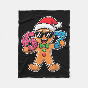 Funny 67 Christmas Six Seven Meme Xmas Gingerbread Fleece Blanket
