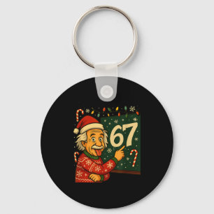 Funny 67 Christmas Sweater Design With Snowflakes Keychain