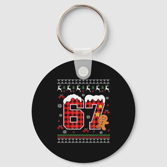 Funny 67 Christmas Ugly Pajamas Six Seven Meme Bra Keychain (Front)