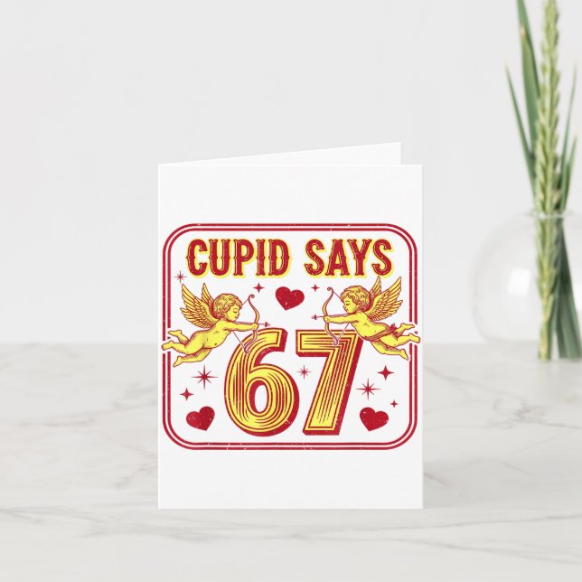 Funny 67 Cud Says 67 Valentine Couple Matching Six Card (Front)