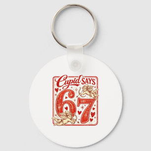 Funny 67 Cupid Says 67 Valentine Couple Matching S Keychain