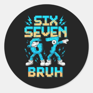 Funny 67 Dab Six Seven Burh Christmas 6 7 Dabbing  Classic Round Sticker