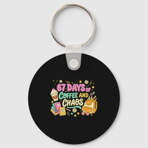 Funny 67 Days Of Coffee Retro Teacher Humor  Keychain