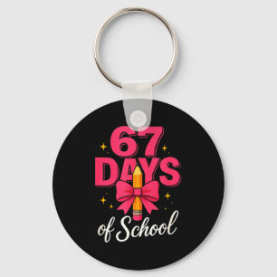 Funny 67 Days Of School Pencil Bow Design  Keychain