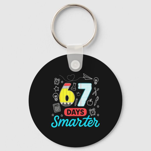 Funny 67 Days Smarter Six Seven Meme Teachers Stud Keychain (Front)