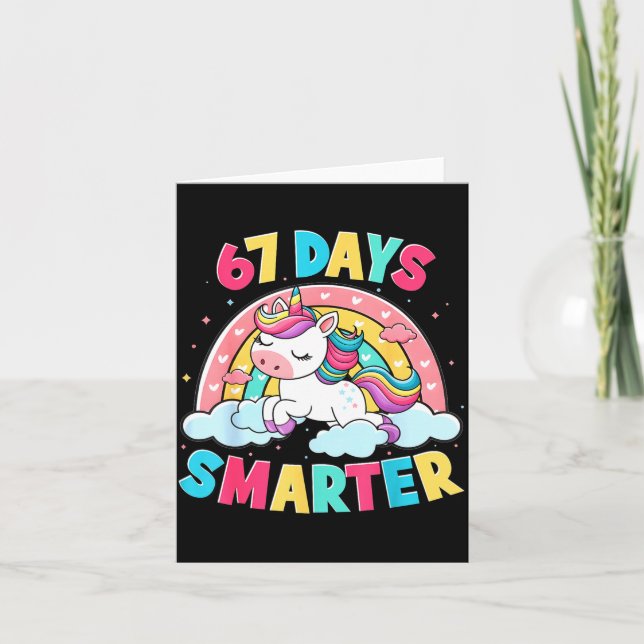 Funny 67 Days Smarter Unicorn Six Seven Boy Girl T Card (Front)