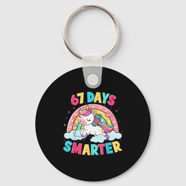 Funny 67 Days Smarter Unicorn Six Seven Boy Girl T Keychain (Front)