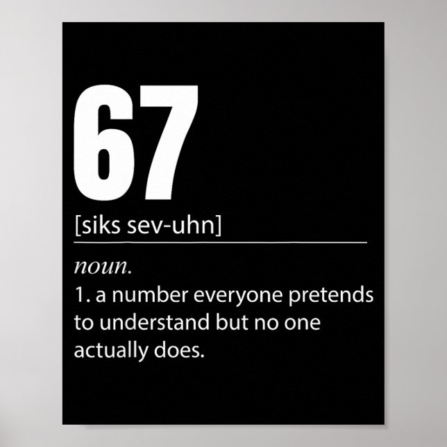 Funny 67 Definition The Meaning Of 67 Meme Six Sev Poster (Front)