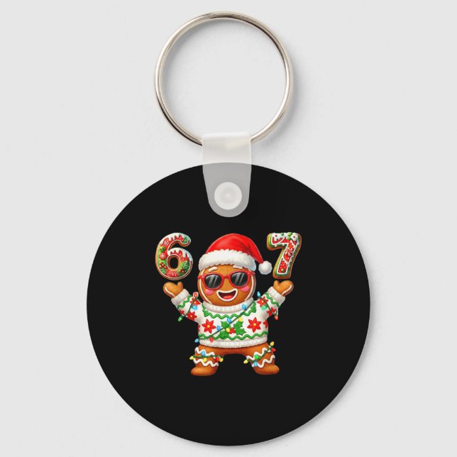 Funny 67 Gingerbread Six Seven Ice Cream Drip Chri Keychain (Front)