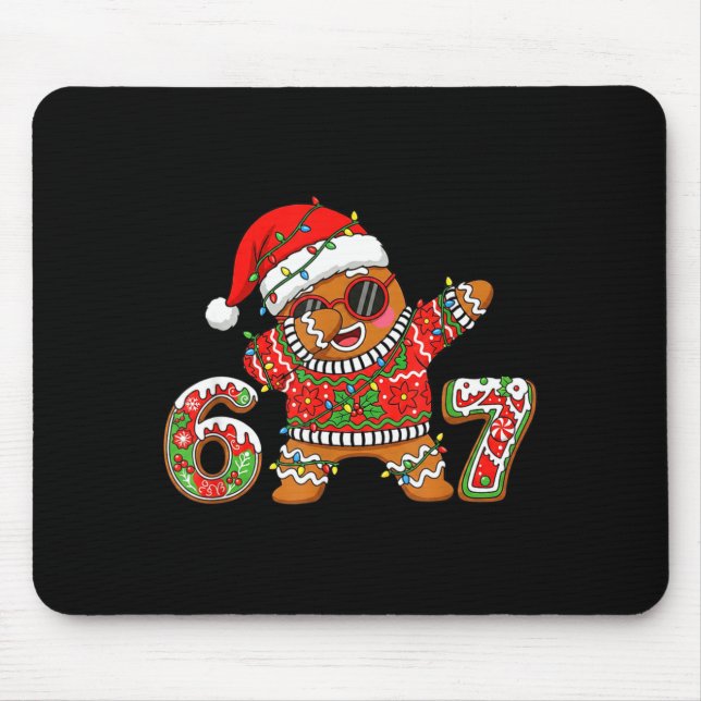 Funny 67 Gingerbread Six Seven Ice Cream Drip Chri Mouse Pad (Front)