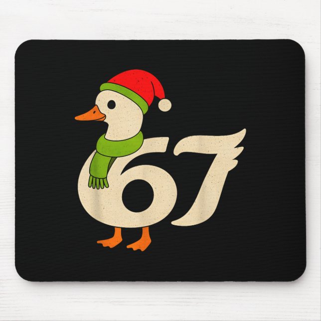 Funny 67 Goose Christmas 6 7 Meme Duck Santa Hat F Mouse Pad (Front)