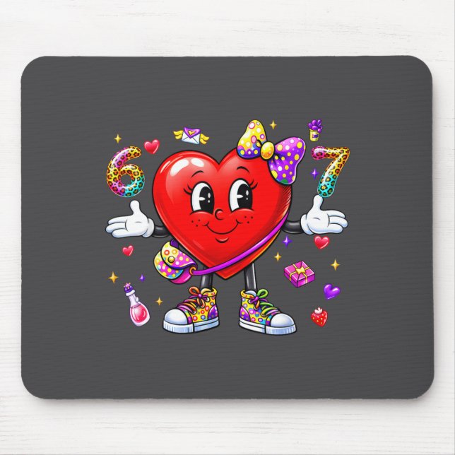 Funny 67 Heart Valentines Day Six Seven Meme 6 7 W Mouse Pad (Front)