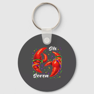 Funny 67 Mardi Gras Crawfish Meme 6 7 Beads Six Se Keychain