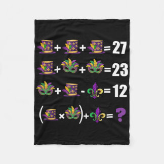 Funny 67 Mardi Gras Masks Jester Beads Math Equati Fleece Blanket