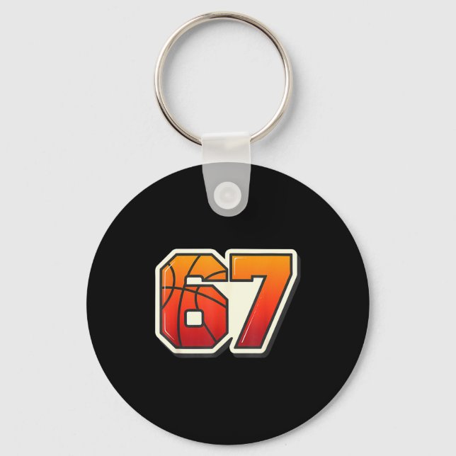 Funny 67 Meme Basketball Ice Cream Drip Six Seven  Keychain (Front)
