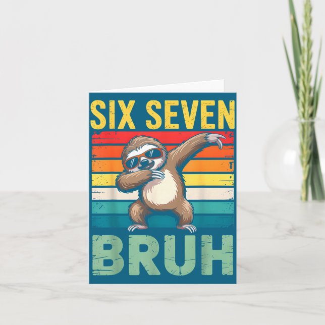 Funny 67 Meme Boys Kids 6 7 Dabbing Six Seven Bruh Card (Front)