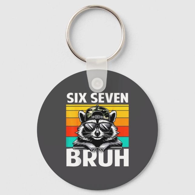 Funny 67 Meme Boys Kids Camo Hat Six Seven Bruh Ra Keychain (Front)