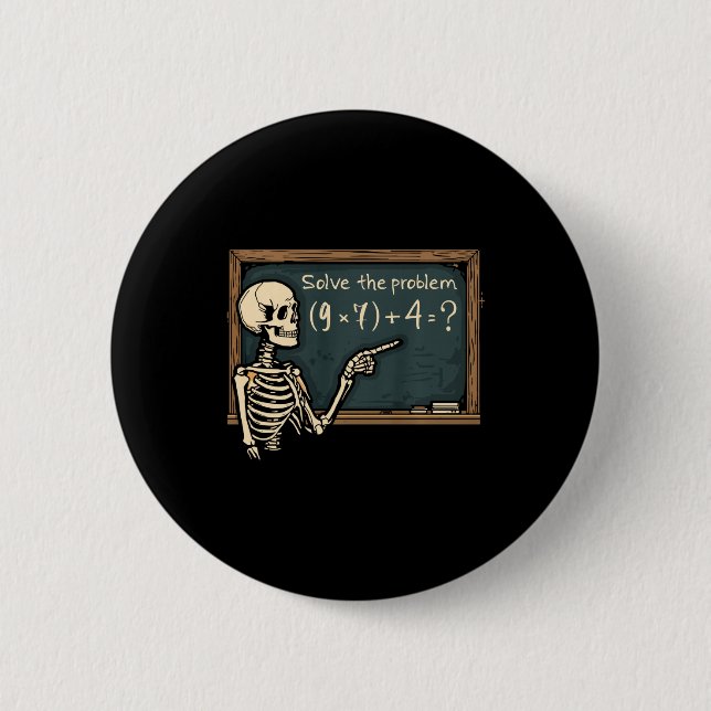 Funny 67 Meme Brainrot Joke Halloween Skeleton Mat 2 Inch Round Button (Front)