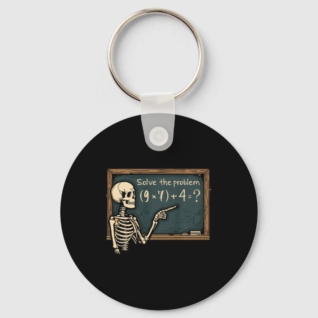 Funny 67 Meme Brainrot Joke Halloween Skeleton Mat Keychain (Front)