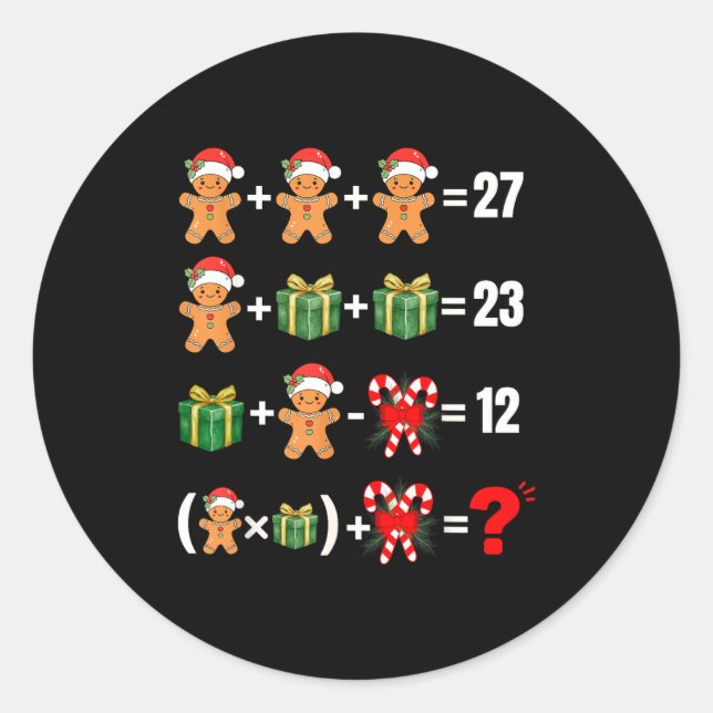 Funny 67 Meme Candy Merry Santa Math Teacher Chris Classic Round Sticker (Front)