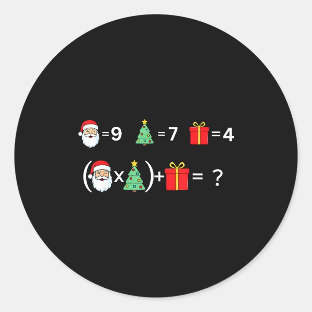 Funny 67 Meme Christmas Math Teacher Santa Six Sev Classic Round Sticker (Front)