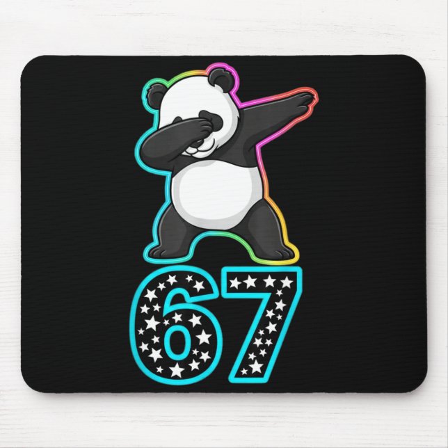 Funny 67 Meme Dabbing Panda Rainbow Gen Z Six Seve Mouse Pad (Front)