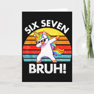Funny 67 Meme Dabbing Unicorn Six Seven 6 7 Kids  Card