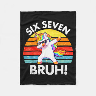 Funny 67 Meme Dabbing Unicorn Six Seven 6 7 Kids  Fleece Blanket