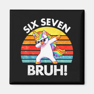 Funny 67 Meme Dabbing Unicorn Six Seven 6 7 Kids Magnet