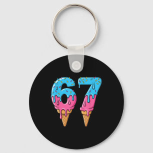 Funny 67 Meme Ice Cream Drip Six Seven Gen Z Keychain
