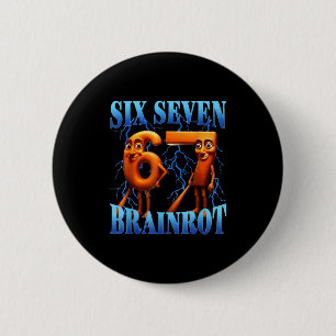 Funny 67 Meme Italian Brainrot Tung Tung Sahur Six 2 Inch Round Button