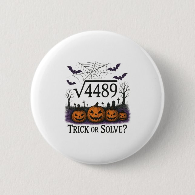 Funny 67 Meme Math Teacher 6 7 Halloween Square Ro 2 Inch Round Button (Front)
