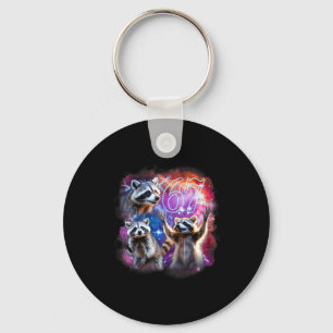 Funny 67 Meme Racoon Howling At The Moon Six Seven Keychain