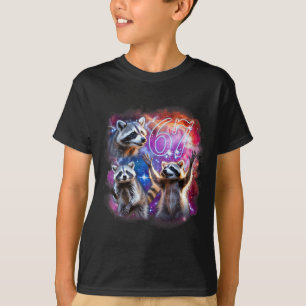 Funny 67 Meme Racoon Howling At The Moon Six Seven T-Shirt